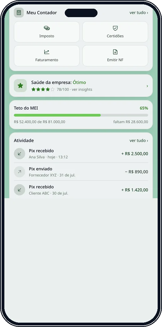 Teto do MEI acompanhado em tempo real no app Nivelon